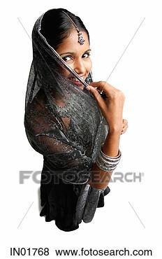 Stock Photo - woman in gray 
sari standing 
against white 
background,  shielding 
face. fotosearch 
- search stock 
photos, pictures, 
images, and photo 
clipart