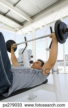 Banco de Imagem - homem,  weightlifting, 
 banco,  imprensa. 
fotosearch - busca 
de fotos, imagens 
e clipart