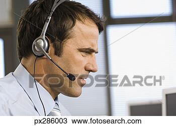 Banco de Imagem - homem negócios, 
 headset. fotosearch 
- busca de fotos, 
imagens e clipart