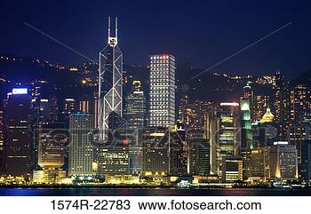 Stock Photo - high angle view 
of a city lit 
up at night, hong 
kong, china. fotosearch 
- search stock 
photos, pictures, 
images, and photo 
clipart