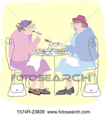 Stock Photograph - old ladies at 
tea, linda braucht 
(20th c american), 
computer graphics. 
fotosearch - search 
stock photos, 
pictures, images, 
and photo clipart