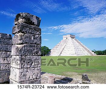 Stock Photo - pyramid on a landscape, 
el castillo, chichen 
itza, mexico. 
fotosearch - search 
stock photos, 
pictures, images, 
and photo clipart