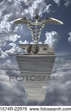 Stock Photograph - stack of american
dollar bills and
a caduceus. fotosearch
- search stock
photos, pictures,
images, and photo
clipart