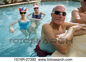 Stock Photo - portrait of senior 
men and senior 
women in swimming 
pool. fotosearch 
- search stock 
photos, pictures, 
images, and photo 
clipart