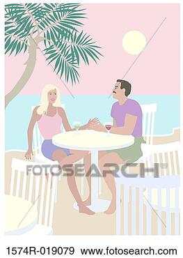 Stock Illustration - beach couple linda 
braucht (20th 
c american) computer 
graphics. fotosearch 
- search clipart, 
illustration, 
drawings and vector 
eps graphics images