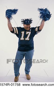 Stock Photo - portrait of a 
sports fan holding 
pom-pom in his 
hands. fotosearch 
- search stock 
photos, pictures, 
images, and photo 
clipart