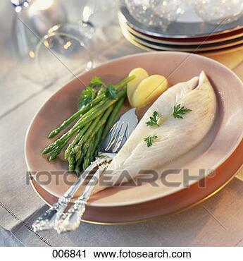 Stock Photography - john dory fillets 
with green asparagus. 
fotosearch - search 
stock photos, 
pictures, images, 
and photo clipart