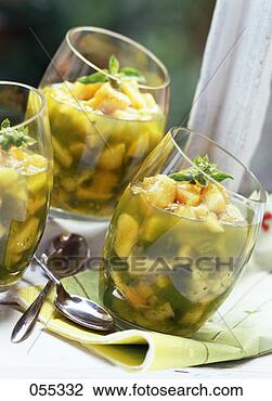 Banco de Imagem - pêssego,  salada, 
 manjericão. fotosearch 
- busca de fotos, 
imagens e clipart