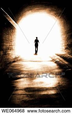 Stock Photo - person coming  out from an old  tunnel. fotosearch  - search stock  photos, pictures,  wall murals, images,  and photo clipart