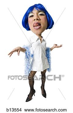 Stock Photo - man with blue 
wig and dress 
flirting. fotosearch 
- search stock 
photos, pictures, 
images, and photo 
clipart