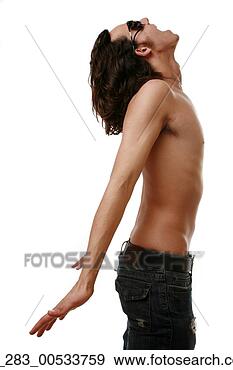 Stock Photograph - half length side 
view man standing 
bare chested in 
sunglasses with. 
fotosearch - search 
stock photos, 
pictures, images, 
and photo clipart