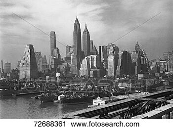 Stock Photography - manhattan skyline, 
new york city, 
usa, (b&w). fotosearch 
- search stock 
photos, pictures, 
images, and photo 
clipart