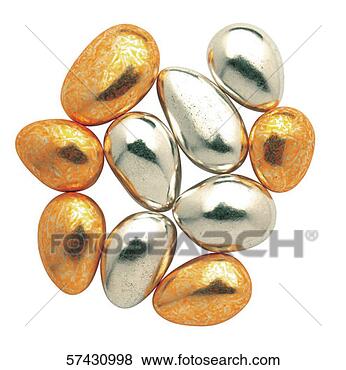 Stock Photo - close-up of egg 
shaped chocolates 
covered in foil. 
fotosearch - search 
stock photos, 
pictures, images, 
and photo clipart