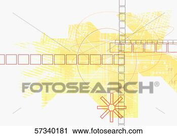 Clipart - geomã©´ricas, 
 anéis,  cubos, 
 sobreposto,  
escova,  golpes, 
 amarela. fotosearch 
- busca de ilustrações 
clipeart e desenhos