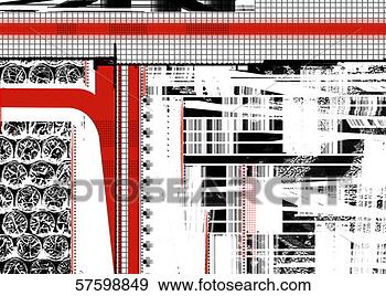 Stock Illustration - white background 
with pattern of 
red lines and 
black and white 
grid. fotosearch 
- search clipart, 
illustration, 
drawings and vector 
eps graphics images
