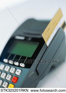 Banco de Imagem - alto,  ângulo, 
 vista,  crédito, 
 cartão,  crédito, 
 cartão,  leitor. 
fotosearch - busca 
de fotos, imagens 
e clipart