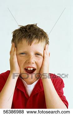 Stock Photo - portrait of a 
boy covering his 
ears. fotosearch 
- search stock 
photos, pictures, 
images, and photo 
clipart
