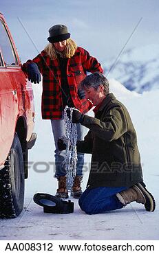 Stock Photo - man beginning 
to put tire chains 
on a car. fotosearch 
- search stock 
photos, pictures, 
images, and photo 
clipart