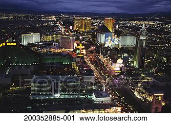 Stock Photography - las vegas strip 
at night with 
dark blue sky, 
aerial view. fotosearch 
- search stock 
photos, pictures, 
images, and photo 
clipart