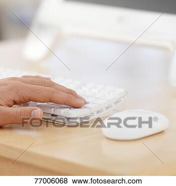 Banco de Imagem - pessoa,  mão, 
 computador,  
teclado,  dentro, 
 close-up. fotosearch 
- busca de fotos, 
imagens e clipart