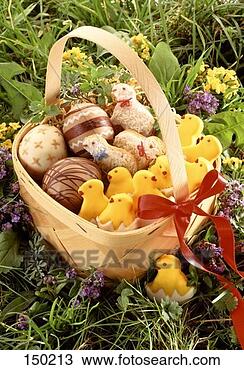 Stock Photo - chip basket in 
meadow with easter 
baking, chocolate 
easter eggs. fotosearch 
- search stock 
photos, pictures, 
images, and photo 
clipart