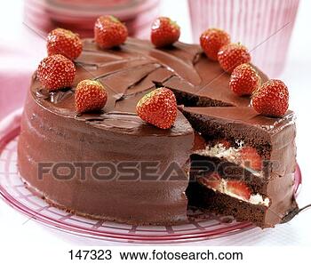Stock Photo - chocolate and 
strawberry gateau, 
cut into. fotosearch 
- search stock 
photos, pictures, 
images, and photo 
clipart