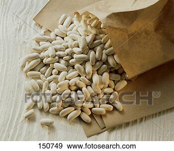Stock Photograph - white beans, fallen 
out of a paper 
bag. fotosearch 
- search stock 
photos, pictures, 
images, and photo 
clipart