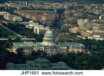 Stock Photography - aerial view of 
the us capitol 
and pennsylvania 
avenue behind 
it. fotosearch 
- search stock 
photos, pictures, 
images, and photo 
clipart