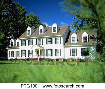 Stock Photography - exterior front 
view of large 
three story white 
frame house property. 
fotosearch - search 
stock photos, 
pictures, images, 
and photo clipart