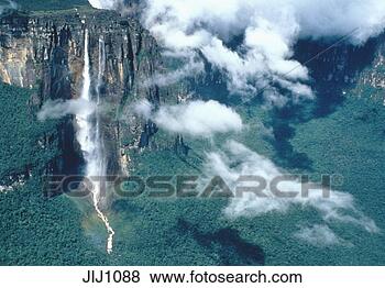 Stock Photo - aerial view of 
angel falls from 
above the clouds 
at the auyantepui. 
fotosearch - search 
stock photos, 
pictures, images, 
and photo clipart