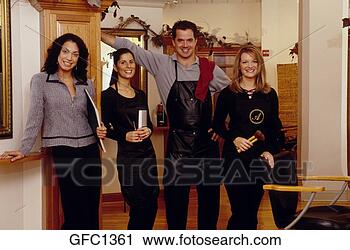 Stock Photography - portrait of hair 
salon staff; one 
man and three 
women. fotosearch 
- search stock 
photos, pictures, 
images, and photo 
clipart