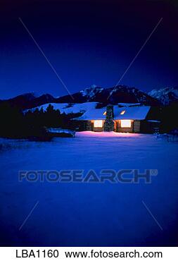 Stock Photography - cabin in the snow, 
paradise valley, 
mt, property released. 
fotosearch - search 
stock photos, 
pictures, images, 
and photo clipart