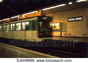 Stock Image - france, paris, 
louvre rivoli, 
metro train station. 
fotosearch - search 
stock photos, 
pictures, images, 
and photo clipart