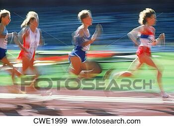 Stock Photograph - female runners 
in track and field 
competition. fotosearch 
- search stock 
photos, pictures, 
images, and photo 
clipart
