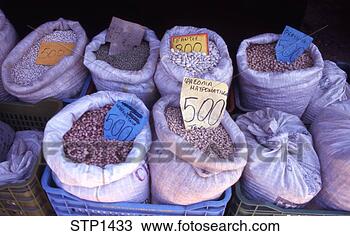 Stock Photo - greece the ionian 
islands sacks 
of beans in corfu 
old town market. 
fotosearch - search 
stock photos, 
pictures, images, 
and photo clipart