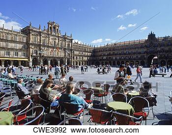 Stock Photo - sidewalk cafe 
plaza mayor salamanca 
castilla y leon 
spain. fotosearch 
- search stock 
photos, pictures, 
images, and photo 
clipart