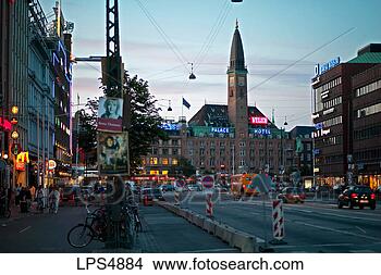 Stock Photo - radhuspladsen 
town hall square 
at dusk copenhagen 
denmark. fotosearch 
- search stock 
photos, pictures, 
images, and photo 
clipart