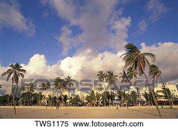 Stock Image - miami beach's 
tropical art deco 
district,  along 
ocean drive,  
south. fotosearch 
- search stock 
photos, pictures, 
images, and photo 
clipart