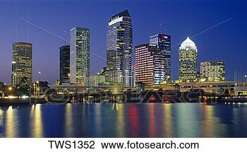 Stock Photo - tampa, florida, 
evening skyline 
reflects in hillsborough 
bay. fotosearch 
- search stock 
photos, pictures, 
images, and photo 
clipart