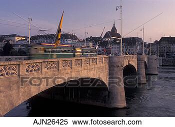 Stock Image - bridge,  switzerland, 
 basel,  basle, 
 mittlere rheinbrucke 
bridge. fotosearch 
- search stock 
photos, pictures, 
images, and photo 
clipart