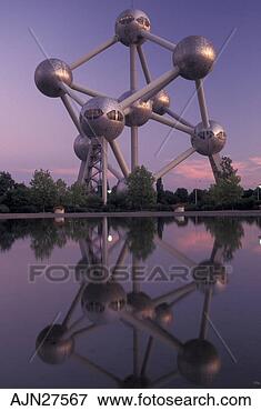 Picture - brussels,  bruxelles, 
 belgium,  europe, 
 reflection of 
the atomium. fotosearch 
- search stock 
photos, pictures, 
images, and photo 
clipart