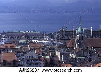 Picture - lausanne,  switzerland, 
 vaud,  lake geneva, 
 aerial view of 
the city. fotosearch 
- search stock 
photos, pictures, 
images, and photo 
clipart