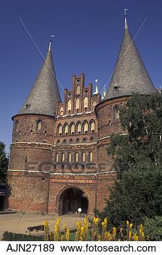 Stock Photograph - lubeck,  holsten 
gate,  germany, 
 schleswig-holstein, 
 europe. fotosearch 
- search stock 
photos, pictures, 
images, and photo 
clipart