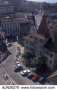 Stock Photograph - switzerland,  
lausanne,  vaud, 
 aerial view of 
the city of lausanne. 
fotosearch - search 
stock photos, 
pictures, images, 
and photo clipart