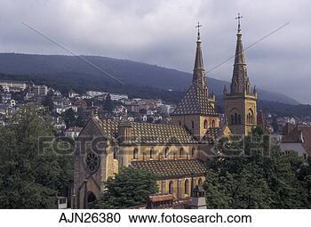Stock Photography - switzerland,  
neuchatel,  scenic 
view of the romanesque-gothic. 
fotosearch - search 
stock photos, 
pictures, images, 
and photo clipart
