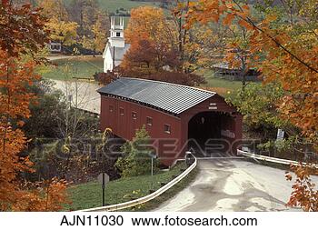 Stock Photography - vermont,  covered 
bridge,  a scenic 
fall setting of 
a church and. 
fotosearch - search 
stock photos, 
pictures, images, 
and photo clipart