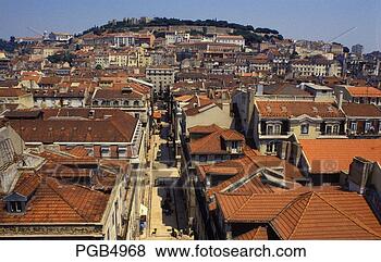 Stock Photo - lisbon,  portugal 
 the old town 
and st george's 
castle,  castelo 
sao. fotosearch 
- search stock 
photos, pictures, 
images, and photo 
clipart
