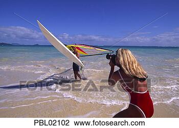 Stock Photo - windsurfing, lanikai 
beach, oahu, hawaii. 
fotosearch - search 
stock photos, 
pictures, images, 
and photo clipart