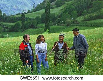 Stock Photography - farmers and friends 
in spanish pyrenees 
near andorra. 
fotosearch - search 
stock photos, 
pictures, images, 
and photo clipart
