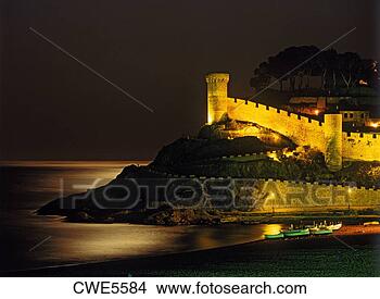 Stock Photo - moonlight on tossa 
de mar castle 
in girona province 
of spain. fotosearch 
- search stock 
photos, pictures, 
images, and photo 
clipart